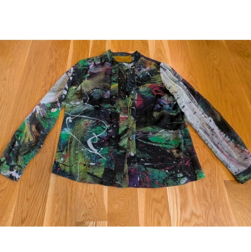 Hanley Mellon Silk Long-Sleeve Blouse - Size 12